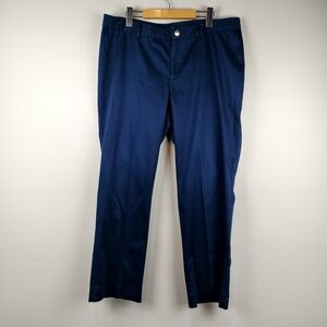 Ralph Lauren Navy Women 16W Stretch Cotton Pants Classic Chic Casual Weekend